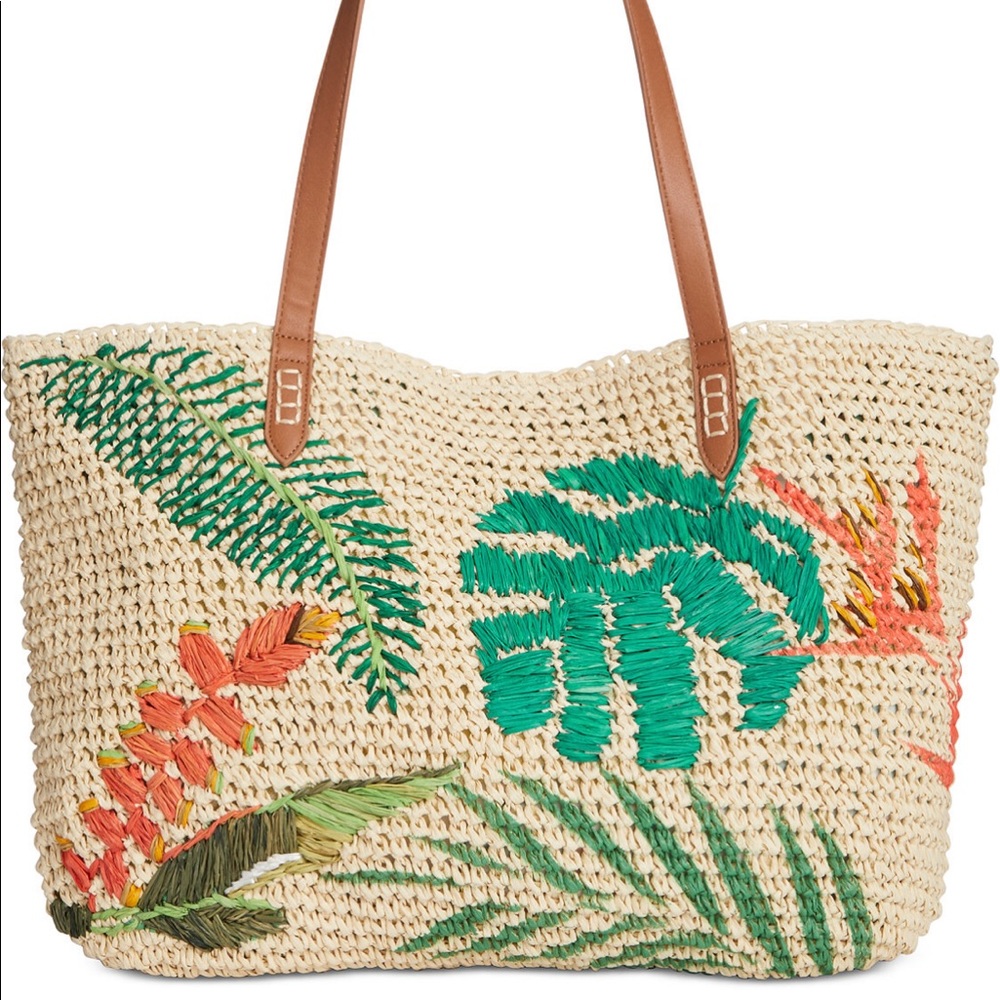 NWT : INC Tropical straw tote 👜